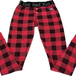 Victoria's Secret Womens Red Plaid Flannel Pajama Jogger Pants Cotton Blend XS